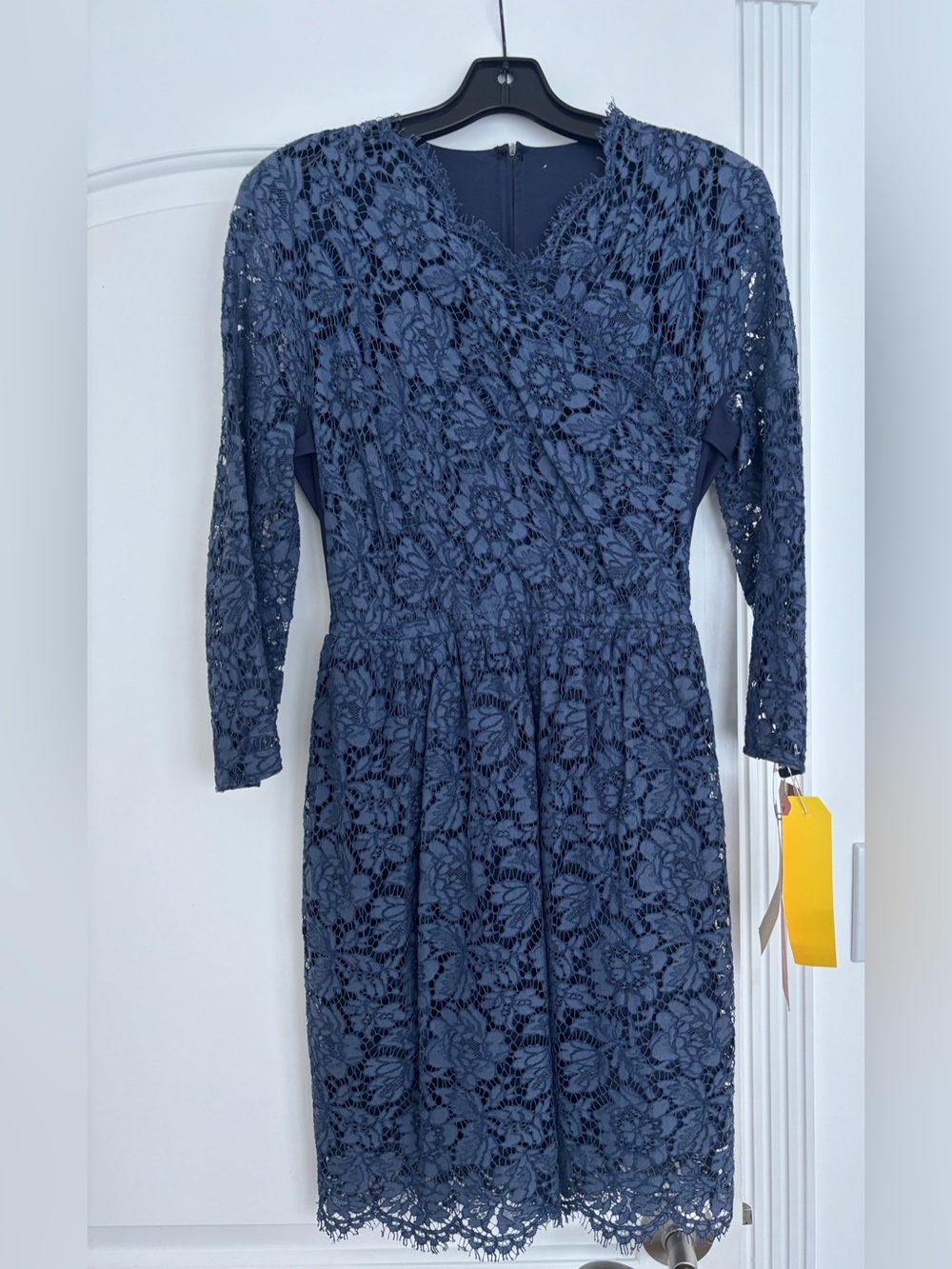 Carven Navy Lace Long-Sleeve Midi Dress On Set Worn In Gossip Girl!